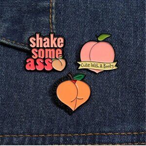 Cheeky Peach Bum Comical Pins